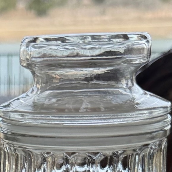 Set 2 Vintage Clear Glass Apothecary Candy Jars Pedestal Ribbed Collar Canada 9" - Picture 3 of 10